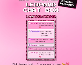 Sobreposição de Chat do Twitch com Leopardo Rosa | Widget de Chat Animado Sem StreamElements | Expulsar Streamlabs do OBS (Download Digital)