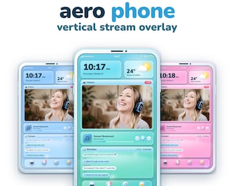Vertical Stream Overlay for TikTok Live | Frutiger Aero Phone OBS | Live Chat + Music + Webcam | Twitch YouTube Shorts | 6 Themes
