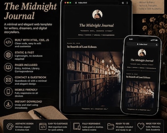 Dark Academia HTML Website Gothic Blog Template Personal Web Design (Digital Download)