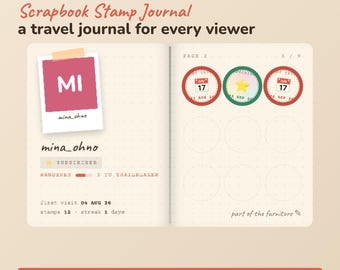 Viewer Loyalty Stamp Journal Twitch Widget | Scrapbook Loyalty Overlay for OBS | Check-in, Sub, Cheer & Raid Stamps, Ranks