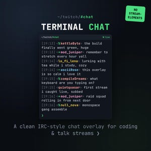 Terminal IRC Twitch Chat Overlay | Minimal Monospace Chat Widget No StreamElements | Coding Stream OBS (Digital Download)