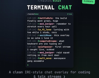 Sobreposição de chat IRC para Twitch no Terminal | Widget de chat minimalista em formato monoespaçado sem StreamElements | Programação de transmissões com OBS (Download Digital)