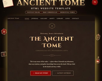 Fantasy Lovers HTML Website Blog Template Personal Web Design (Digital Download)