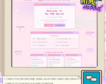 Pink Pastel Retro Y2K HTML Website Template Blog Layout (Digital Download)