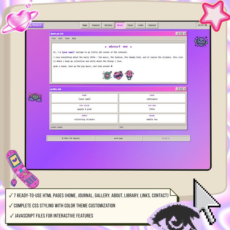 Retro Y2K HTML Win98 2000s Website Template Blog Layout (digital ...