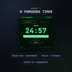 Terminal Stream Widgets | Pomodoro Timer + Task List Twitch Overlay No StreamElements | Coding Stream OBS (Digital Download) image 4