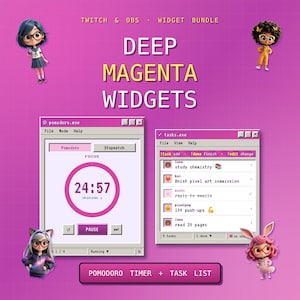 Twitch Tasklist Pomodoro Widget | Pink Y2K OBS Overlay | Timer To Do List (Digital Download)