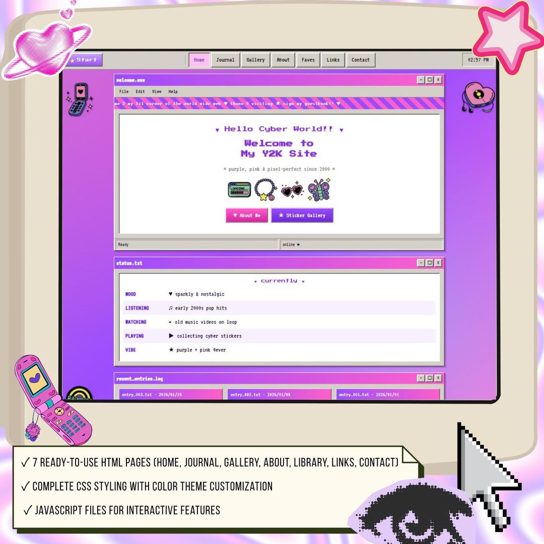 Retro Y2K HTML Win98 2000s Website Template Blog Layout (digital ...