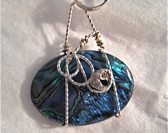 Sterling Wire Wrapped Abalone Pendant