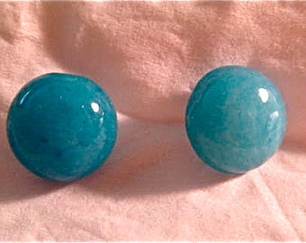 Turquoise Candy Jade Pierced Earrings