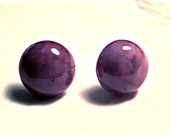 Round Purple Stone Pierced Earrings