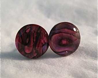 Red Paua Shell Pierced Earrings