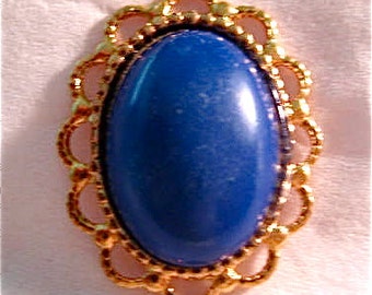 Gold Filled Lacy Pendant With Lapis Stone