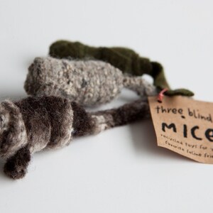 Mini catnip fuzzy mice toys 3 pack combo deal, filled with organic catnip , made from wool sweater scraps, unique cat toy, image 2