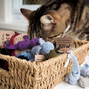 Mini catnip fuzzy mice toys 3 pack combo deal, filled with organic catnip , made from wool sweater scraps, unique cat toy, image 1