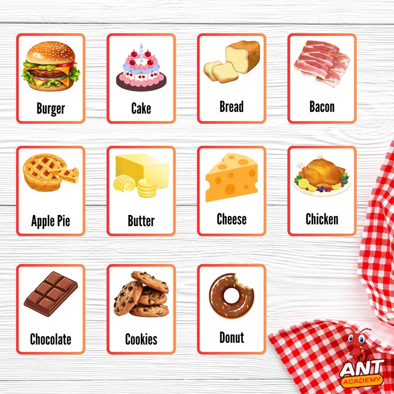 Foods Flash Cards Educational Printable for Kids Learn About Fruits ...