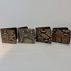 Leather python skin wallets. handmade
