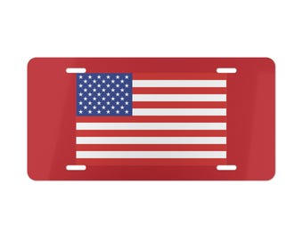 Placa de carro personalizada com a bandeira americana | Decoração patriótica para automóveis