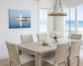 Frankfort Lighthouse Canvas Art, Coastal Nautical Decor, Beach House Wall Hanging