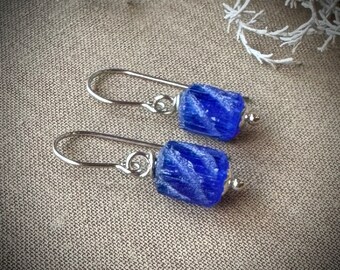 Blue Earrings, Handmade Afghan Glass Bead Earrings