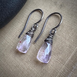 Melody Stone Earrings, Super Seven Cacoxenite Earrings, Sterling Silver Earrings