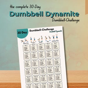 30-Day Dumbbell Challenge | Printable Home Workout | Digital Download | Printable PDF | Dumbbell Workout | Dumbbell Fitness | for Women