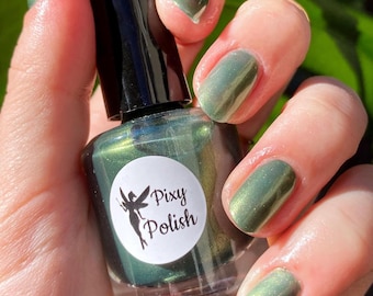 PLANT LADY Green Gold Yellow Color Shift Shimmer Nail Polish 10-Free Non-Toxic Vegan Indie Brand Cruelty-Free
