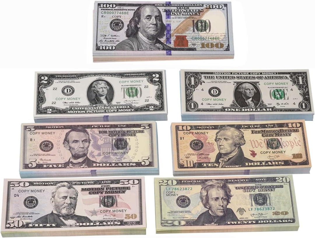 210 Pcs Movie Prop Copy Money Play Replica Money , Education Learning ...