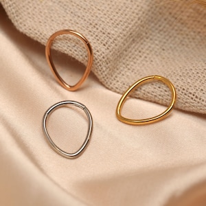 Oval teardrop nose ring, nasal septum ring, septum piercing ring, body piercing ring, nose piercing jewelry 16G 316L