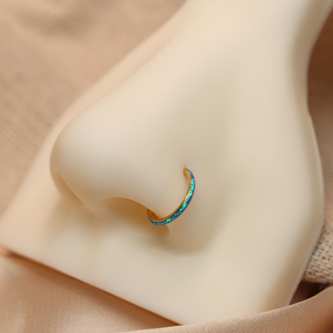 Beautiful Blue Opal Nose Hoop Nose Ring Nose Ring Nose Piercing Jewelry Body Piercing Fashion Nose Ring Surgical Steel 16G 20G - Etsy Japan