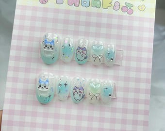 Chiikawa Press On Nails | Cute Nails | Japanese Nails | Short Nails | Well Handmade Nails