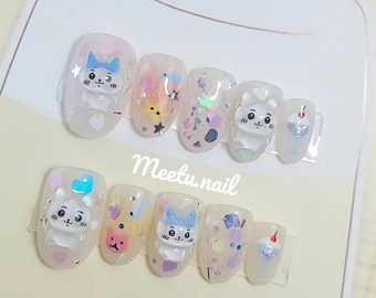 Chiikawa Press On Nails: Handmade Japanese Anime Nails