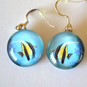 Ocean Fish Aquarium Jewelry Earrings Moorish Idol Exclusive Art Glass Earrings