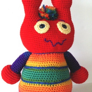 Alien Monster Crochet Toy Doll Rainbow Stripe Large Arigurumi Novelty Play Doll Kids Baby Toddler Animal Stuffy image 3