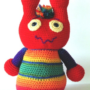 Alien Monster Crochet Toy Doll Rainbow Stripe Large Arigurumi Novelty Play Doll Kids Baby Toddler Animal Stuffy image 1
