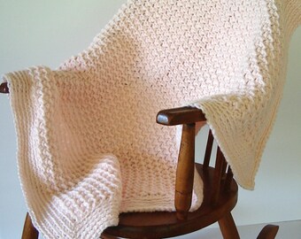 Pale Pink Crochet Baby Blanket - Textured Acrylic Yarn