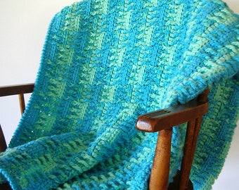 Crochet Baby Blanket Turquoise Aqua Mint Green Post Stitch for Crib Playmat Toddler Blanket Lap Blanket Mother's Day Gift