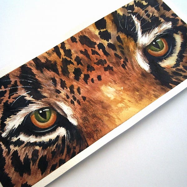 Jaguar Cat Eyes Painting Art Original Golden Eyes Watercolor Colored Pencil Art by AllKindsofArt artist Glenda Mullins