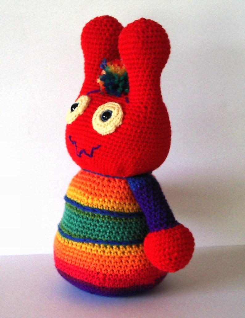 Alien Monster Crochet Toy Doll Rainbow Stripe Large Arigurumi Novelty Play Doll Kids Baby Toddler Animal Stuffy image 5