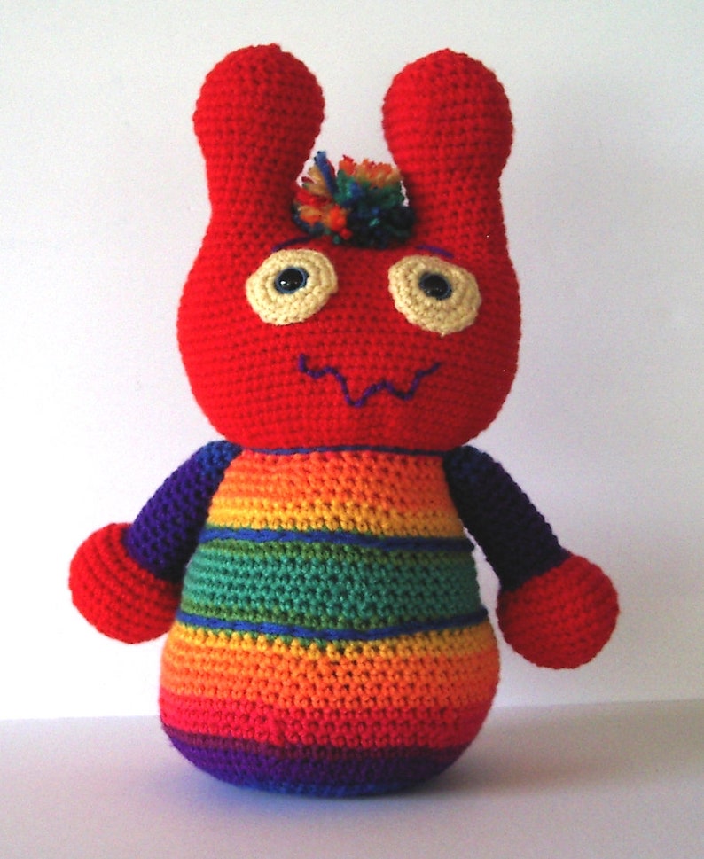 Alien Monster Crochet Toy Doll Rainbow Stripe Large Arigurumi Novelty Play Doll Kids Baby Toddler Animal Stuffy image 7