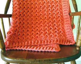 Coral Salmon Shrimp Color Crochet Baby Blanket Textured Stitch Toddler Blanket Mother's Day Baby Shower Birthday Gift