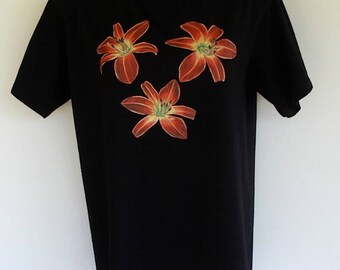 T Shirt~Prelude Designs-Cotton~Size SmallMedium~See Dimensions hemerocallis Vintage 1993 Daylily
