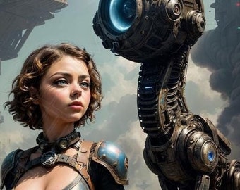 Impresión fotográfica artística de cosplay de ciencia ficción, decoración de fantasía cyberpunk