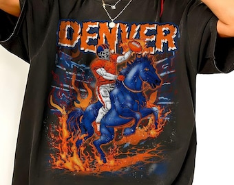 Denver Football Skull Vintage Comfort Color Shirt, Unisex Football Fan Gift
