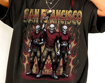 San Francisco Football Skull Vintage Comfort Color Shirt, Unisex Football Fan Gift