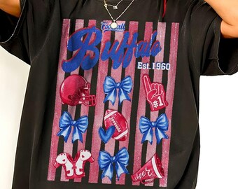 Buffalo Football Color Stripe Doodle Graphic Vintage Comfort Color Shirt