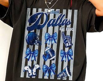 Dallas Football Color Stripe Doodle Graphic Vintage Comfort Color Shirt