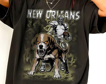 New Orleans Football Skull Vintage Comfort Color Shirt, Unisex Football Fan Gift