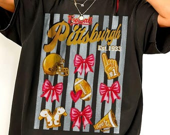 Pittsburgh Football Color Stripe Doodle Graphic Vintage Comfort Color Shirt