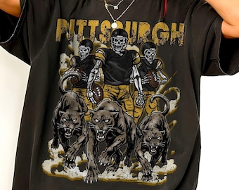 Pittsburgh Football Skull Vintage Comfort Color Shirt, Unisex Football Fan Gift
